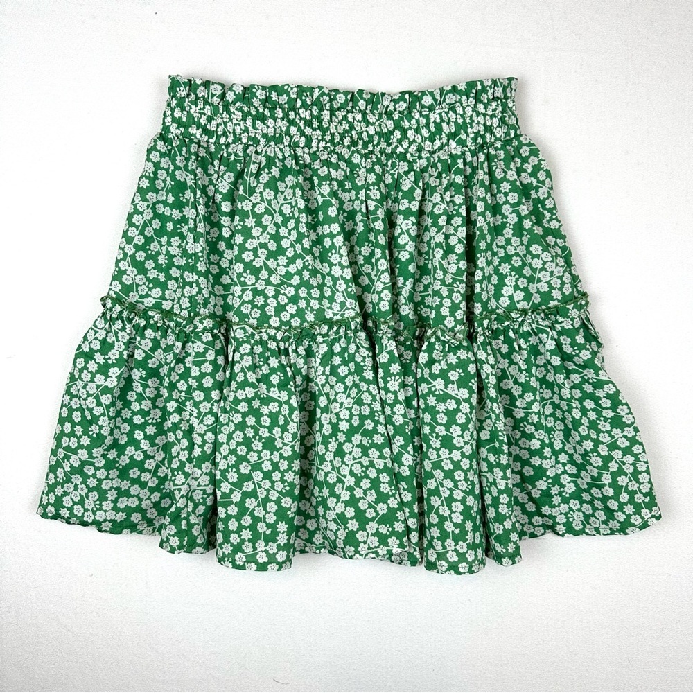 Polly Princess Floral Ruffle Mini Skirt Green NWT